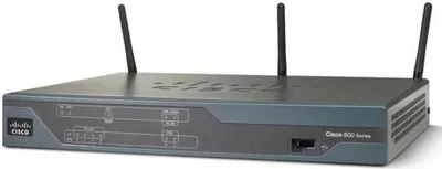 Produktbild von Cisco 881, IEEE 802.11b, IEEE 802.11g, IEEE 802.11n, 10/100/1000Base-T(X), IOS, 128-bit AES, 192-bit AES, 256-bit AES, 3DES, DES, WEP, WPA, WPA2, Schwarz, Blau, Ethernet (RJ-45)
