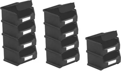 Produktbild von SparSet 10x Leitfähige Sichtlagerbox 1.0 mit Abdeckung | HxBxT 6x10x10cm | 0,4 Liter | ESD, Sichtlagerbehälter, Sichtlagerkasten, Sichtlagerkastensortiment, Sortierbehälter