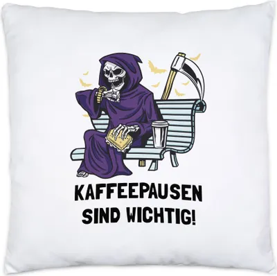 Produktbild von Kaffeepausen Sind Wichtig Kissen Kaffeeliebhaber Coffeelover Halloween Pause Humor Sense Sarkasmus Humor
