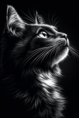 Produktbild von Plakat 20x30cm Tierporträt für das Wohnzimmer | Katze | Schwarz Weiß