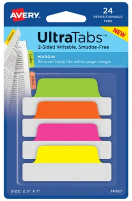 Immagine prodotto di AVERY Zweckform 74767 AVERY Zweckform UltraTabs Schmal Haftmarker farbsortiert 24 Blatt