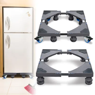Immagine prodotto di QEENTOE Base regolabile per lavatrici, altezza 8 piedi, con carrello mobile, piedini e struttura per lavatrici, asciugatrici e frigoriferi (grigio)