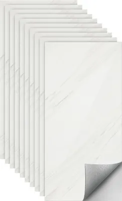 Immagine prodotto di Jayseuw 10x piastrelle adesive in marmo grigio, 60 x 30 cm, alzatina per cucina, piastrelle autoadesive, piastrelle adesive per cucina, pannelli da parete per la decorazione della parete, camera da letto, soggiorno, bianco