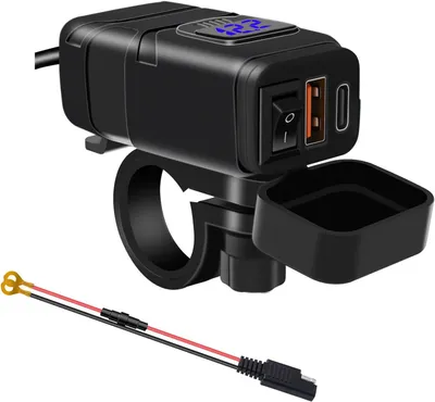Image de Prise USB pour moto, avec chargeur rapide, voltmètre LED et connecteur étanche