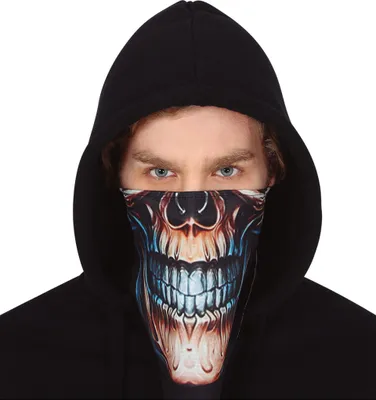 Produktbild von Totenkopf Tuch mit Klettverschluß und Schädelprint als Kostümaccessoire für Halloween