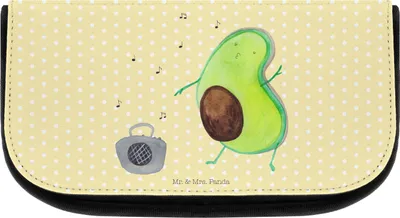 Produktbild von Mr. & Mrs. Panda Organizer Avocado Tanzen - Gelb Pastell - Geschenk, Musik, Kulturbeutel, Make-up, Singen, kulturtäschchen, Kosmetiktasche, Tasche, Beauty Bag, Fröhlich