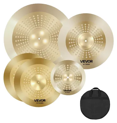 Obrázek produktu pro VEVOR činelová sada, 4dílná, činely ze slitiny, bubenická sada obsahující 254 mm splash 355 mm hi-hat 400 mm crash 505 mm ride činel, paličky a tašku na činel, činelová sada pro bubeníky