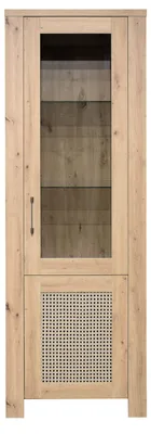 Produktbild von FURNARO Vitrine Mares Standvitrine Schrank asteiche/wiener geflecht B/H/T: 66x188x42 cm