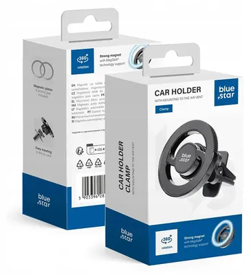 Image de BLUE STAR Support magnétique pour voiture CLAMP adapté à la calandre compatible avec MagSafe