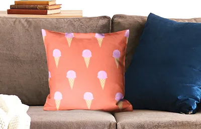 Produktbild von MuchoWow® Zierkissen Sofakissen Wohnzimmer Dekokissen 45x45 cm Eiscreme - Muster - Sommer - Schlafpolster - Polster für das Sofa