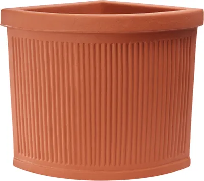 Produktbild von Garden Italia Vasen Blumentopf eckig gerippt niedrig FAM Seite 47 cm - Höhe 40 cm - aus terracottafarbenem Harz -  Italy - für draußen und drinnen - stoßfest - leicht, m