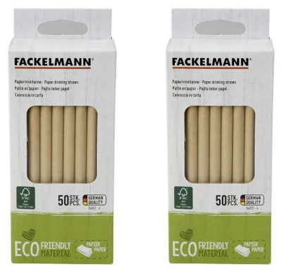 Image de Lot de 2 boites de 50 pailles en papier rigide brun 15 cm Fackelmann Nature
