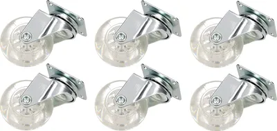 Image de KOTARBAU® Lot de 6 roulettes de meuble Ø 50 Roulettes pivotantes sans frein Roulement à billes en caoutchouc transparent Roulettes de sofa Roulettes coulissantes Roulettes de transport Univ
