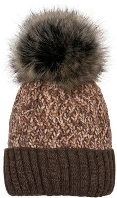 Produktbild von styleBREAKER Damen bunte Strick Bommelmütze mit Fleece Futter, Winter Fellbommel Mütze 04024169