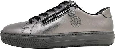 Zdjęcie produktu dla Rieker damskie skórzane trampki MemoSoft zip L59L1, rozmiar:42 EU, kolor:Srebrny