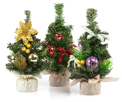 Produktbild von Kesote 3X Weihnachtsbaum Künstlich Klein Tannenbaum Geschmückt Christbaum Mini Weihnachtsdeko Advent Weihnachten (22 x 11 cm)