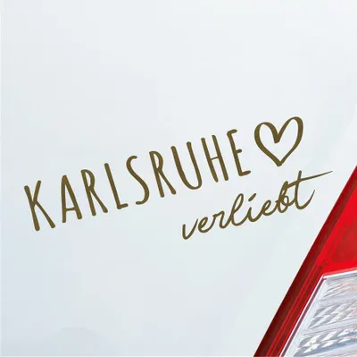 Produktbild von Auto Aufkleber Karlsruhe verliebt Herz Stadt Heimat Liebe Car 19x6 cm Gold Sticker Heckscheibenaufkleber