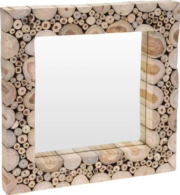 Obrázok produktu pre Nástenné zrkadlo v drevenom ráme, štvorcové, 50 x 50 cm