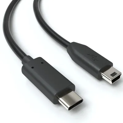 Produktbild von JAMEGA USB-C-auf-Mini-USB-Kabel, USB 2.0, Schwarz, 1,8 m
