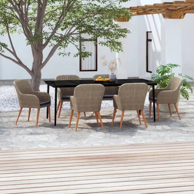 Image de The Living Store Ensemble de jardin 7 pièces avec coussins Marron