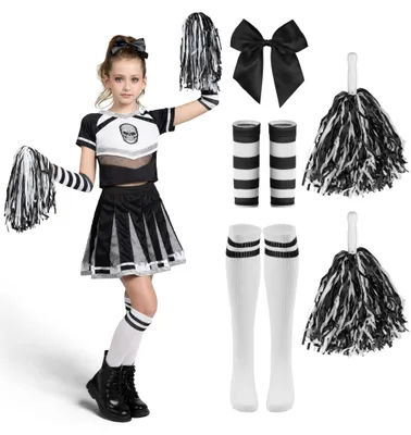 Produktbild von Spooktacular Creations Cheerleader-Kostüm für Mädchen - Schwarzes Zombie Fearleader-Kostüm für Halloween-Dress-up-Partys