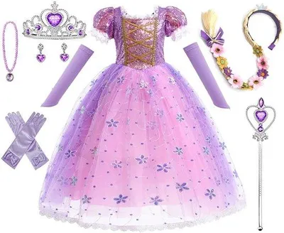 Obrázek produktu pro Kostým princezny pro dívky – 8dílná cosplayová sada – včetně koruny a kouzelné hůlky