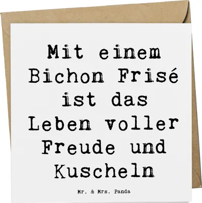 Produktbild von Mr. & Mrs. Panda Glückwunschkarte Spruch Bichon Frisé Freude - Weiß - Geschenk, Klappkarte, Grußkarte, Liebenswert, Hunderassen, Familienhunde, doppelkarte, weiße Hunde