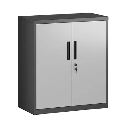 Produktbild von SONGMICS Aktenschrank, Mehrzweckschrank, Büroschrank mit 2 Türen, Schrank abschließbar, aus Stahl Silbern