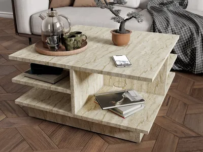Obrázok produktu pre Skye Decor, Lebka - Travertín, Travertín, Konferenčný stolík, 80 x 40 x 80 cm, 100 % MELAMÍNOM POTRIEBENÉ HADIE TABUĽKY