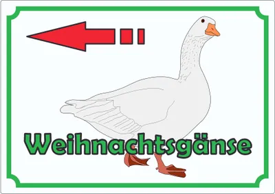 Produktbild von Werbeaufkleber Weihnachtsgans mit Pfeil nach links Aufkleber A9 (37x52mm)