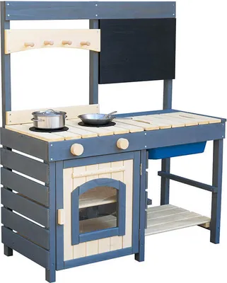 Produktbild von Home Deluxe Matschküche aus Holz MUDINO - Grau I Matschküche, Outdoor Matschküche, Kinder Matschküche, Matschküche aus Holz,