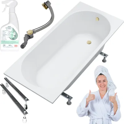 Produktbild von Aqua For You | Badewanne - Kronos Oval Badewanne - 170 x 70 cm - Antibac® - Slim-rand - Mit Siphon Und Füßen