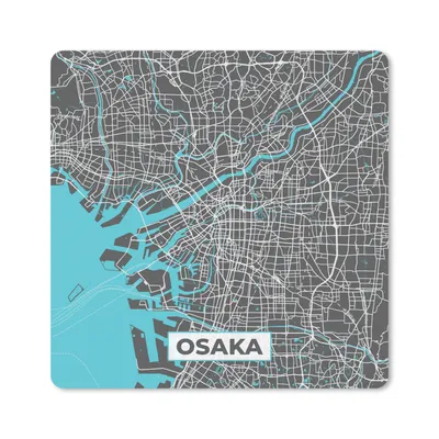 Produktbild von MuchoWow® Mauspad Mousepad Osaka - Blau - Karte - Stadtplan 20x20 cm - Mousepads - Maus Mat - Pad - Mausunterlage - Desk Mat - Bureauartikeln