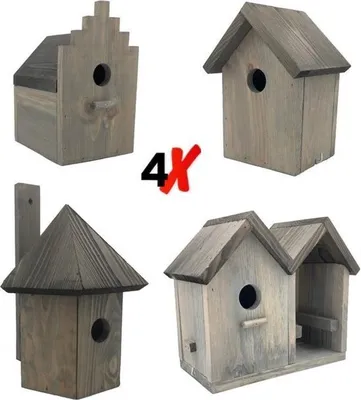 Produktbild von GARDEN SPIRIT - Vogelhaus Set - Nistkasten Set – 4 Vogelhäuser Holzfür Gartenvögel