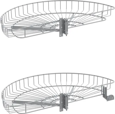 Produktbild von Eckschrankdrehbeschlag Drehbeschlag Küche Drehböden mit Korbboden für Küchenschrank | Drehteller Länge 650mm | Stahldraht silberfarbig, 2 Körbe