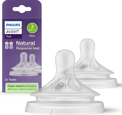 Produktbild von Philips AVENT Natural Response SCY962/02 Sauger 2, langsame Durchflussrate, 2er-Pack, Kieferorthopädisch, Anti-Kolik-Ventil, 2 Stück(e)