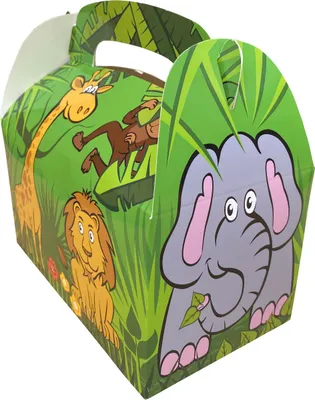 Produktbild von Geschenkboxen Safari lustige Tiere Faltbox aus Pappe 12 Stück
