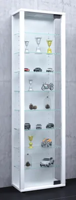 Produktbild von VCM Glasvitrine stehend | Vitrine Glas mit ESG-Sicherheitsglas | Maße ca. H. 115 x B. 33 x T. 18 cm | Standvitrine Glas | Modern und platzsparend | Glas Vitrinenschrank – Edana Maxi