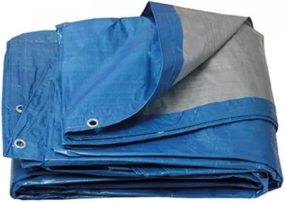 Produktbild von Runde Abdeckplane mit Netz, Durchmesser 5,5 m, 120 g/m², Wasserdicht, Blau