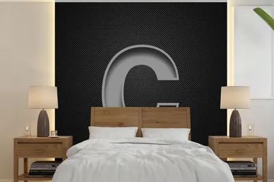 Produktbild von MuchoWow® Fototapete für Wohnzimmer oder Schlafzimmer Wandtapete Vinyl Motivtapete Eine Illustration des Buchstabens C - schwarz und weiß - 260x260 cm - Papiertapeten