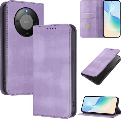Immagine prodotto di Custodia per telefono cellulare per Honor X9D, vintage in pelle RFID protezione carta titolare stand funzione magnetica flip cover viola