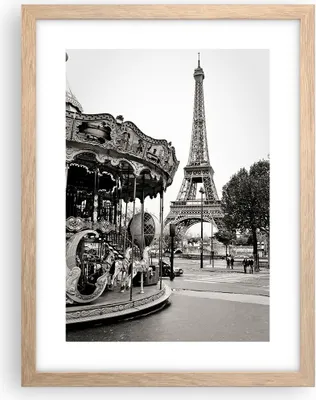 Produktbild von Gerahmtes Poster - Rahmen in heller Eiche - Karussell Turm Eiffel - 30x40 cm - Wand Bild - Wanddeko - Wandbilder - Kunstposter - Wandposter - Bilderrahmen - Bilder - Kunstdruck - P2NPA30x40-5145