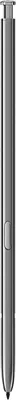 A close-up, full-length view of a gray stylus pen.