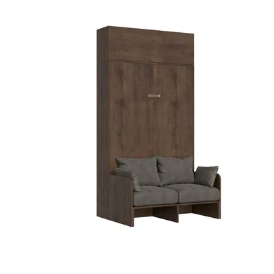 Image de ITAMOBY - Armoire lit 1 place et demi escamotable vertical 120 Kentaro Sofa avec èlèment haut Noyer -A20
