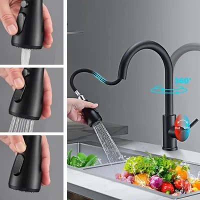 Produktbild von Waschtischarmatur Wasserhahn Bad Schwarz,Waschtischarmatur Waschbecken-Küchenarmatur