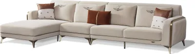 Produktbild von Ecksofa Grau Stoff L Form Sofa Couch Design Couch Polster Textil Modern Garnitur