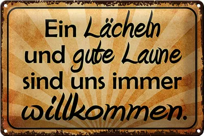 Produktbild von Blechschild Spruch 18x12cm Lächeln gute Laune willkommen