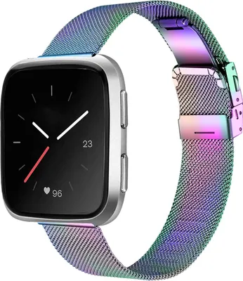 Produktbild von SYSTEM-S Armband Milanaise aus Metall für Fitbit Versa 3 2 Sense Smartwatch in Bunt