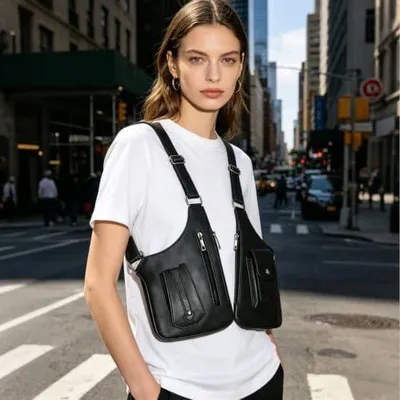 Produktbild von Schultertasche für Herren mit mehreren Fächern und Diebstahlschutz, verstellbare Schultergurte, multifunktionale Umhängetasche für Wandern, Radfahren und Camping