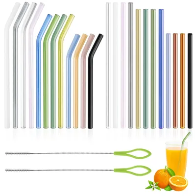 Produktbild von 24 wiederverwendbare Glasstrohhalme mit Reinigungsbürsten